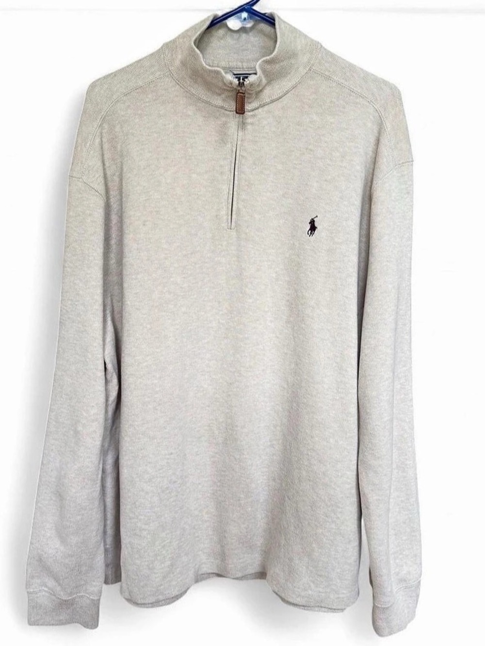 Polo Ralph Lauren Oatmeal 100% Cotton Quarter Zip Pullover Men’s XL